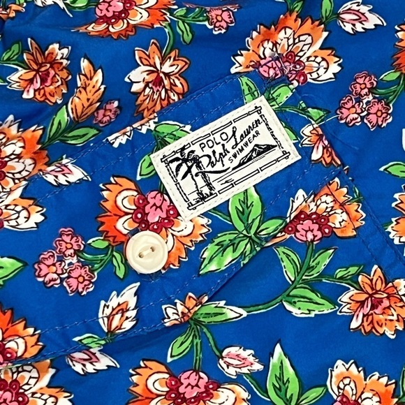 Polo Ralph Lauren 2XLT Tall Navy Paisley Floral Lined Horse Logo Swim Trunks - Picture 12 of 13